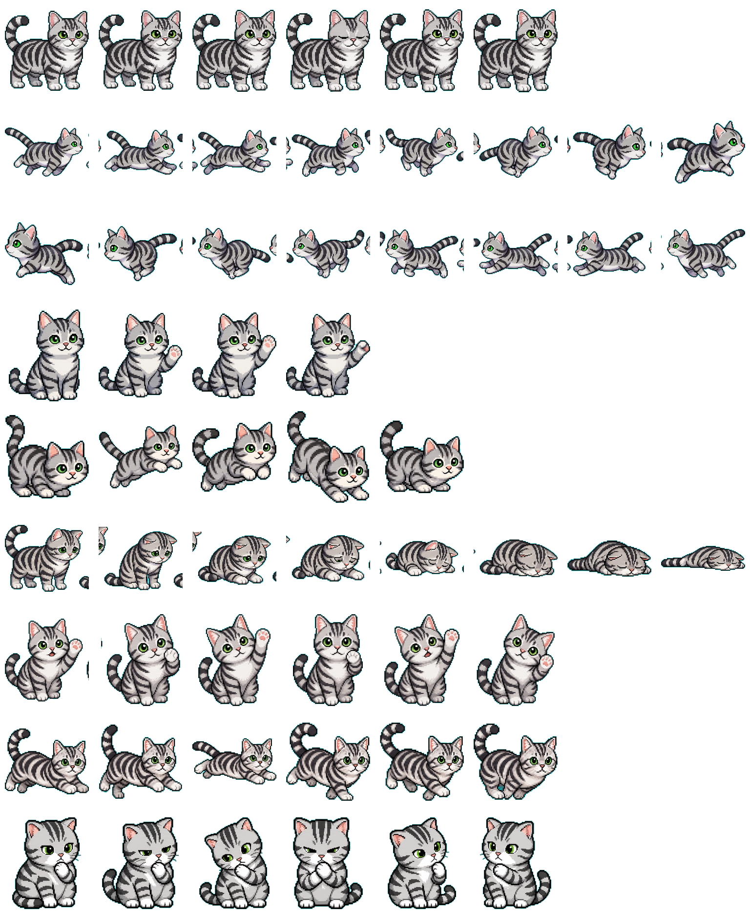 American Shorthair Silver Cat spritesheet preview