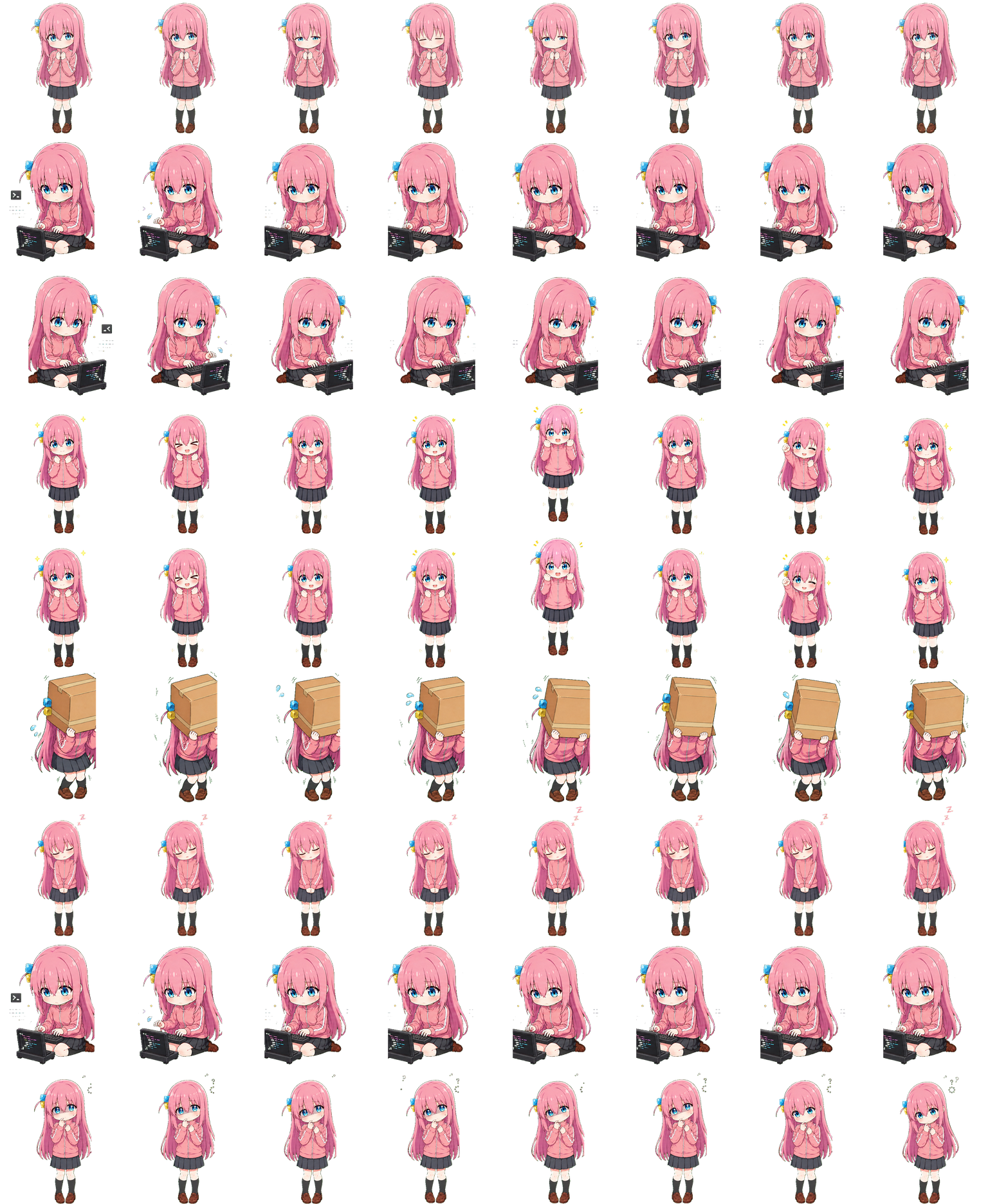 Bocchi Chibi animated desktop pet preview for Codex Pet