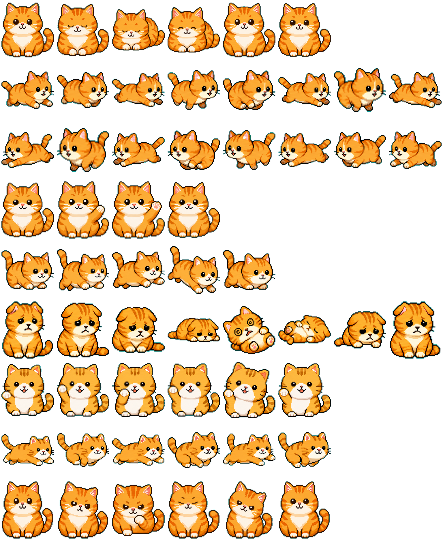 Chubby Orange Cat spritesheet preview
