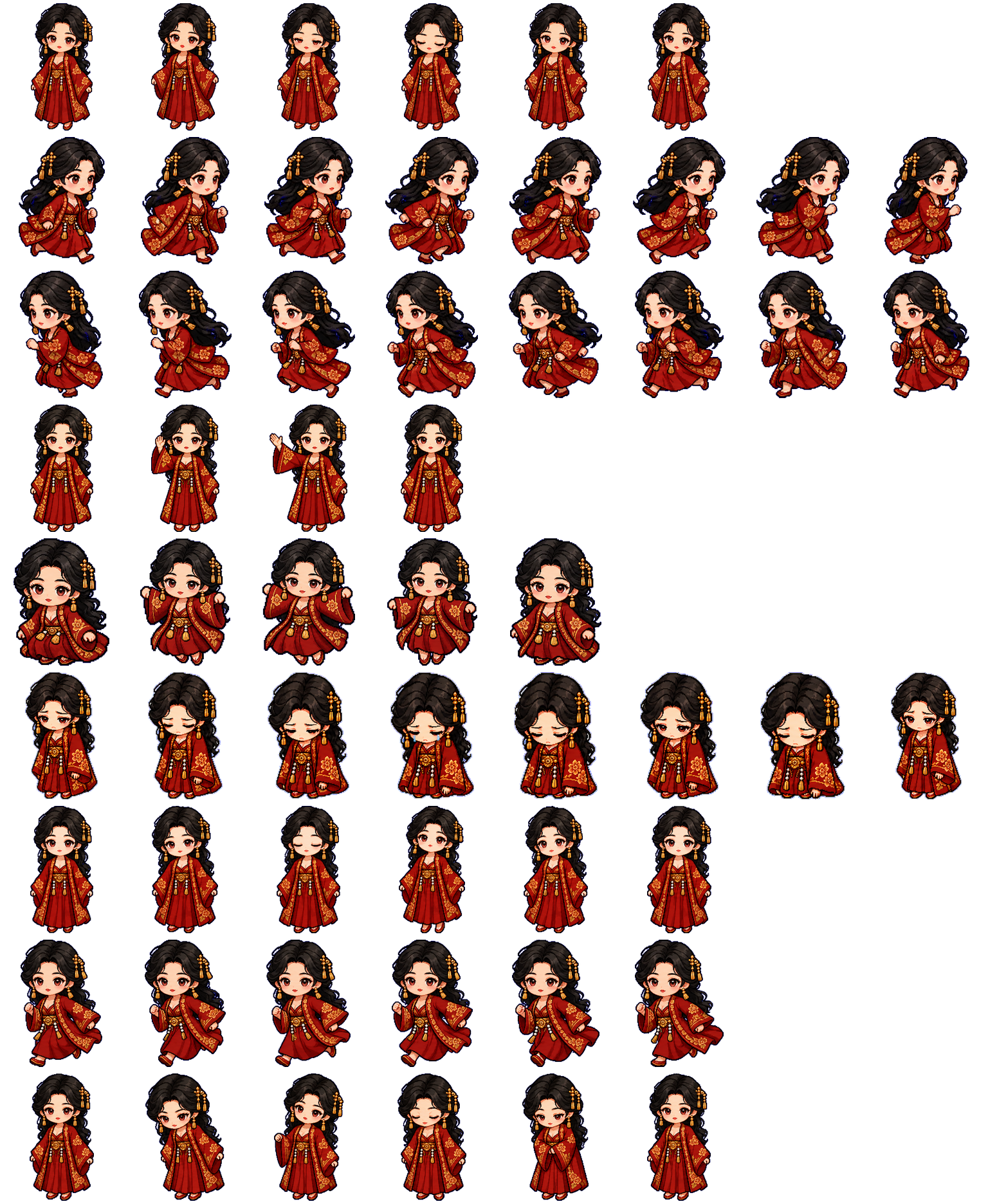 classical costume girl spritesheet preview