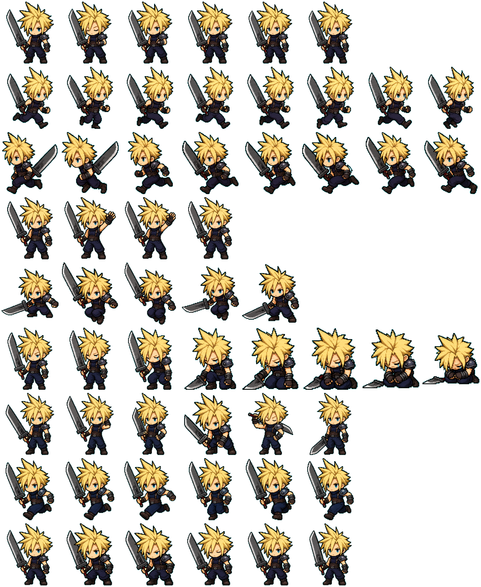 Cloud Strife spritesheet preview