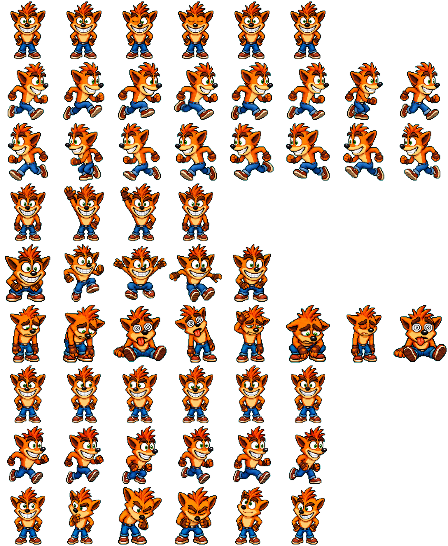 Crash Bandicoot spritesheet preview