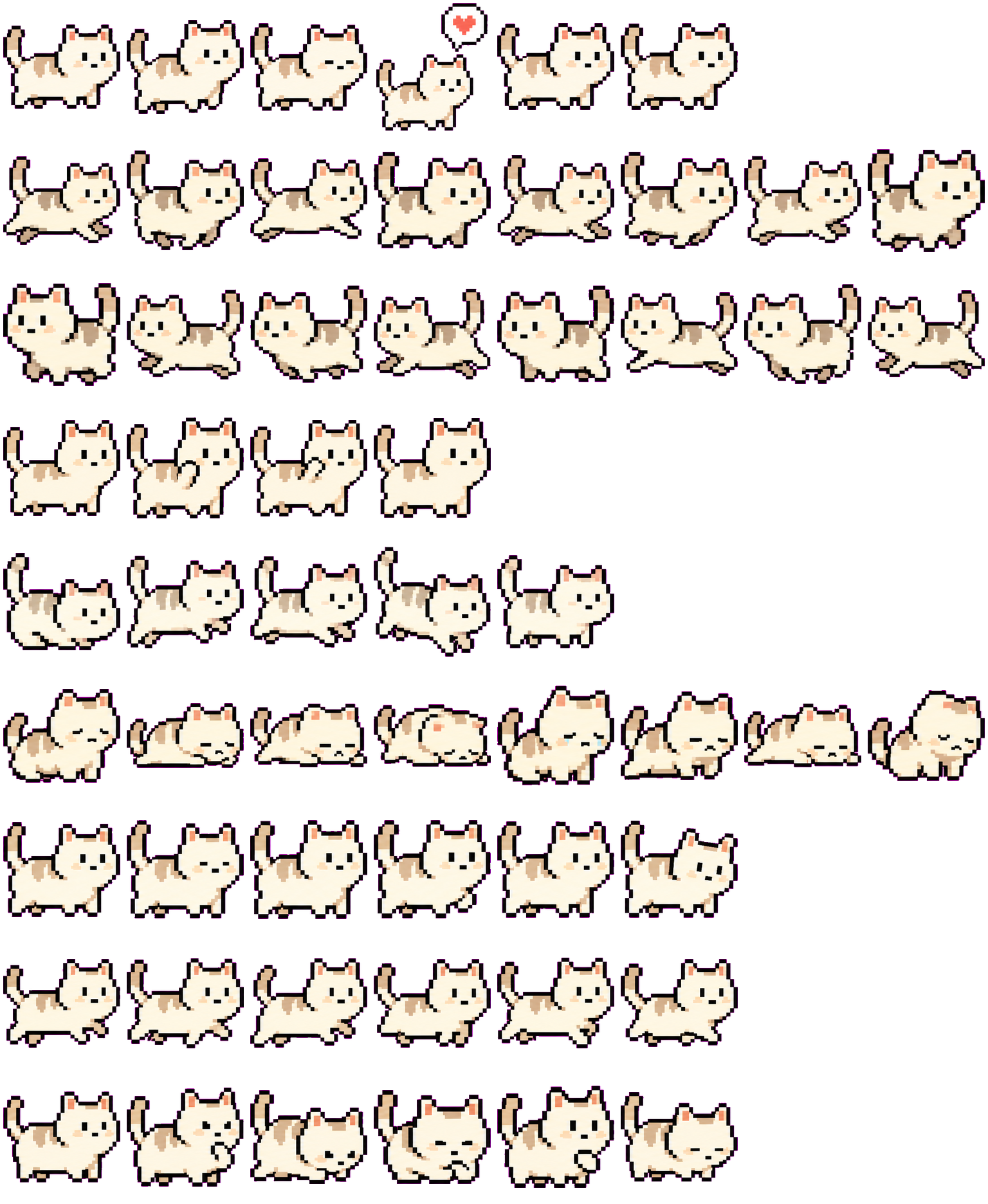 Cream Cat spritesheet preview