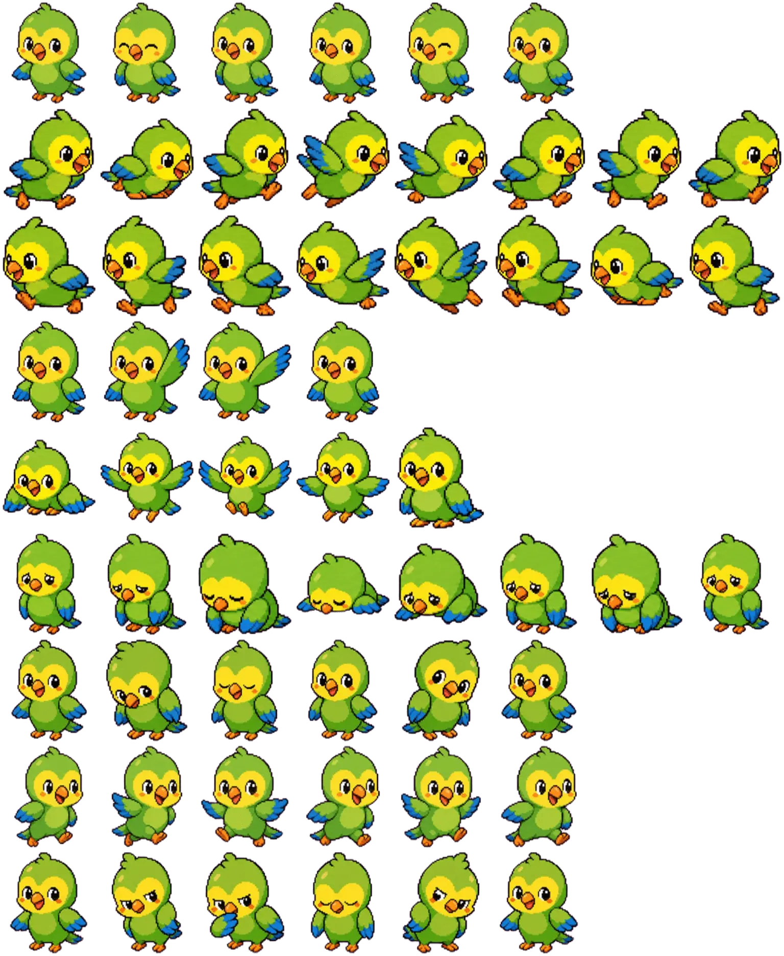 Emerald Parakeet spritesheet preview