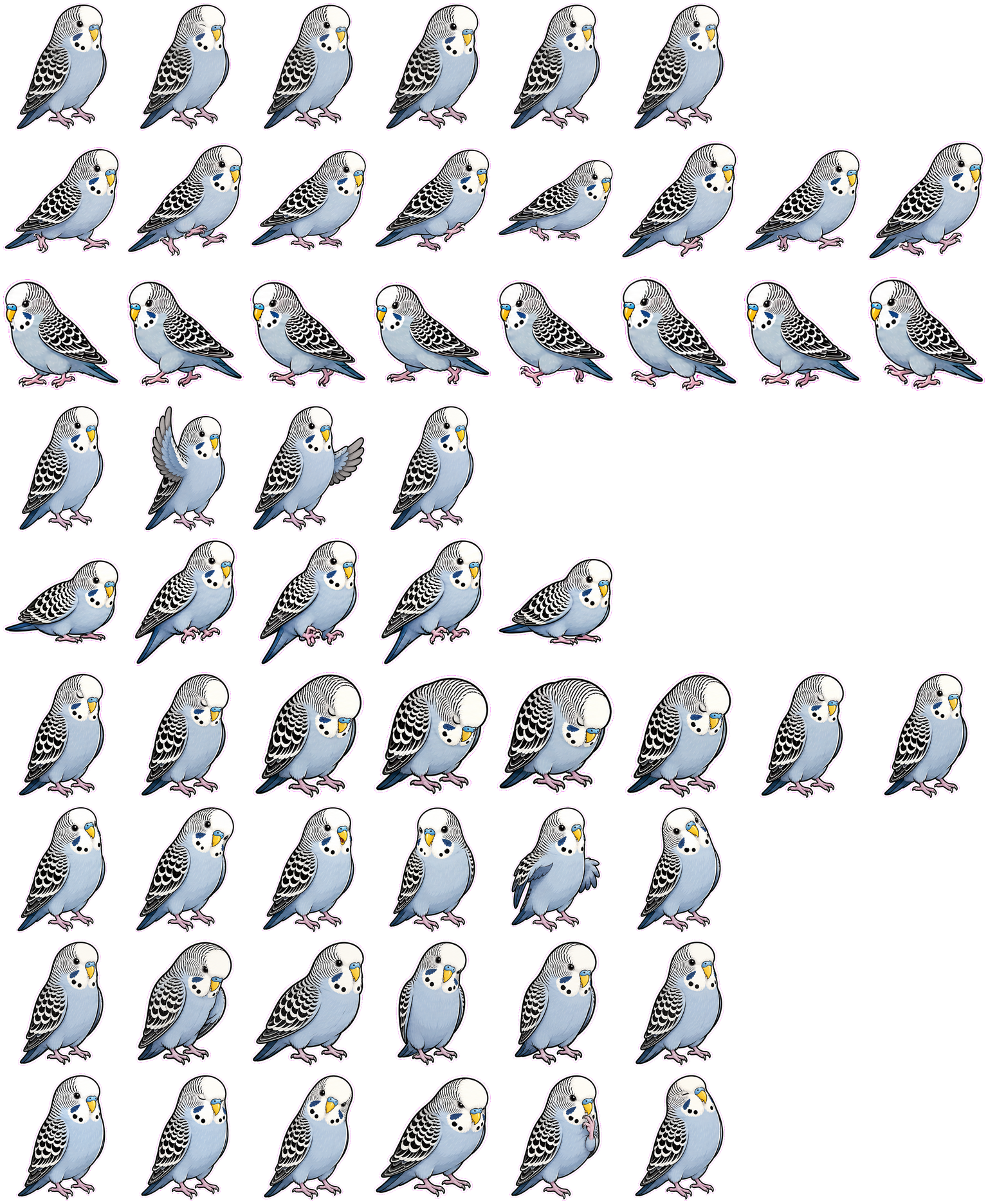 Gray Budgie animated desktop pet preview for Codex Pet