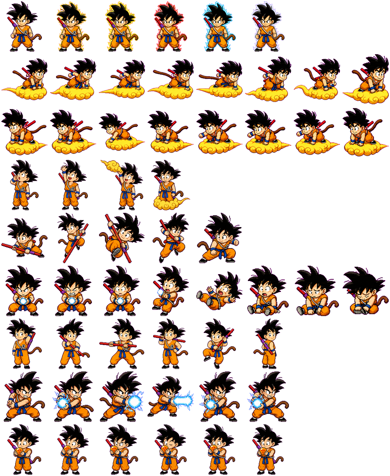 Kid Goku Classic Actions spritesheet preview