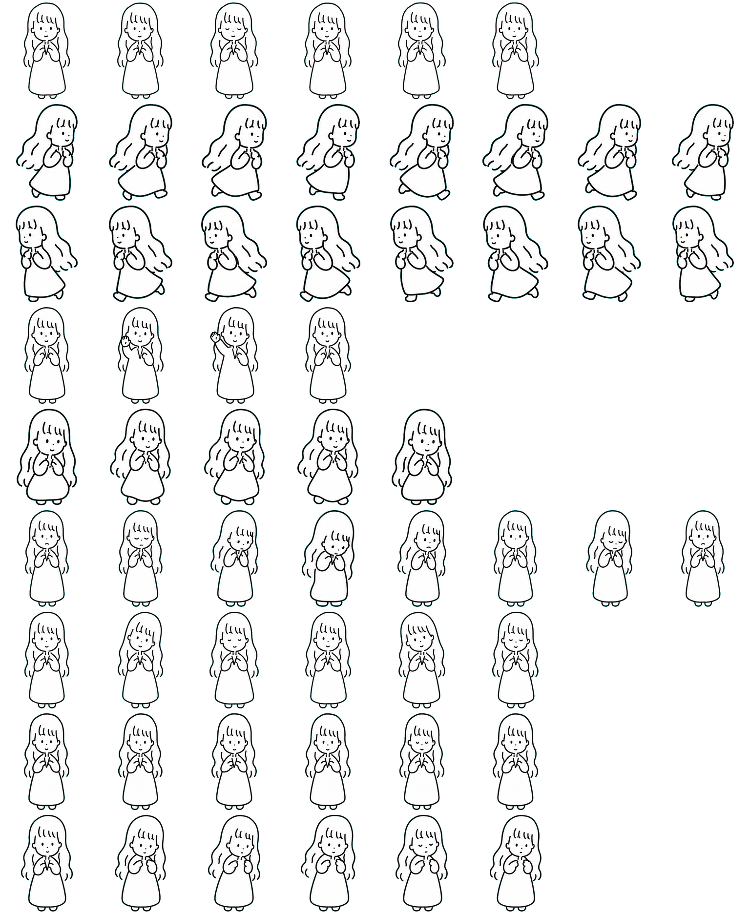 Liney-girl spritesheet preview