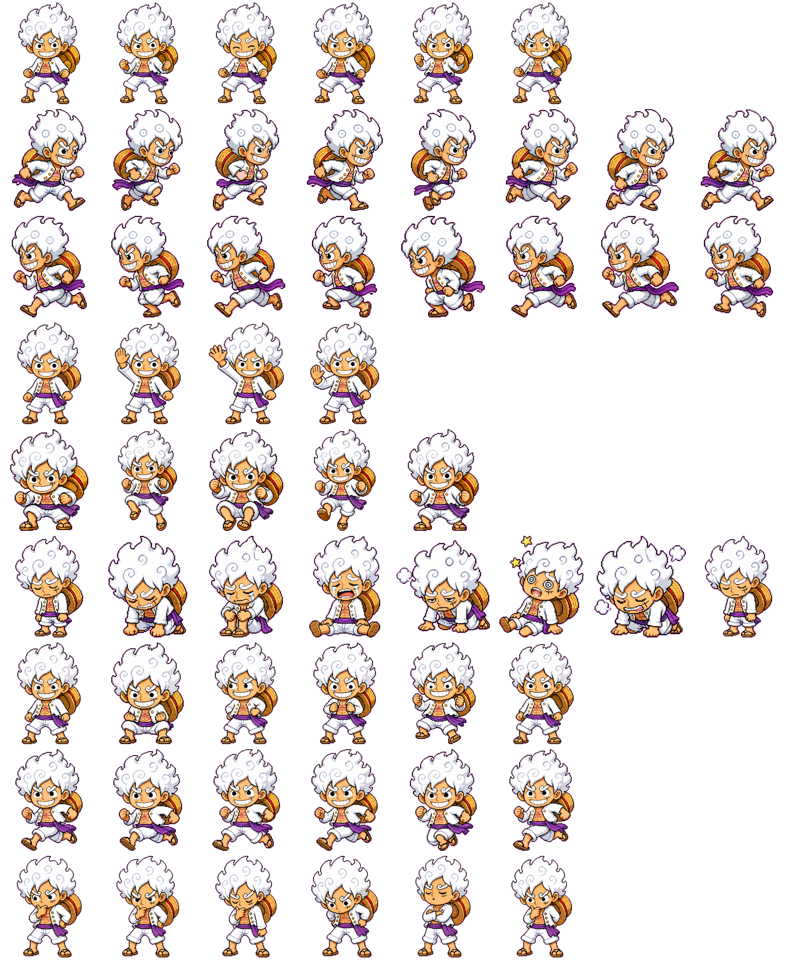 Luffy Gear 5 spritesheet preview