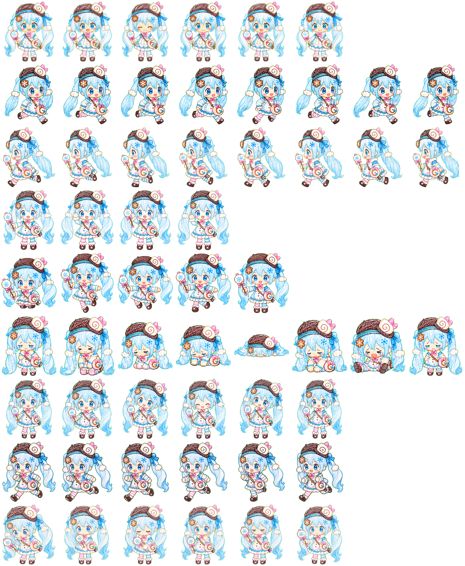 Hand-Drawn Patisserie Snow Miku spritesheet preview