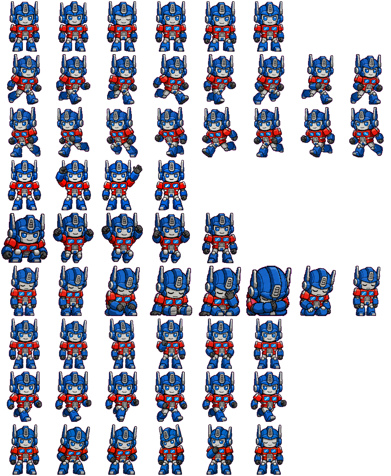 Optimus Prime spritesheet preview