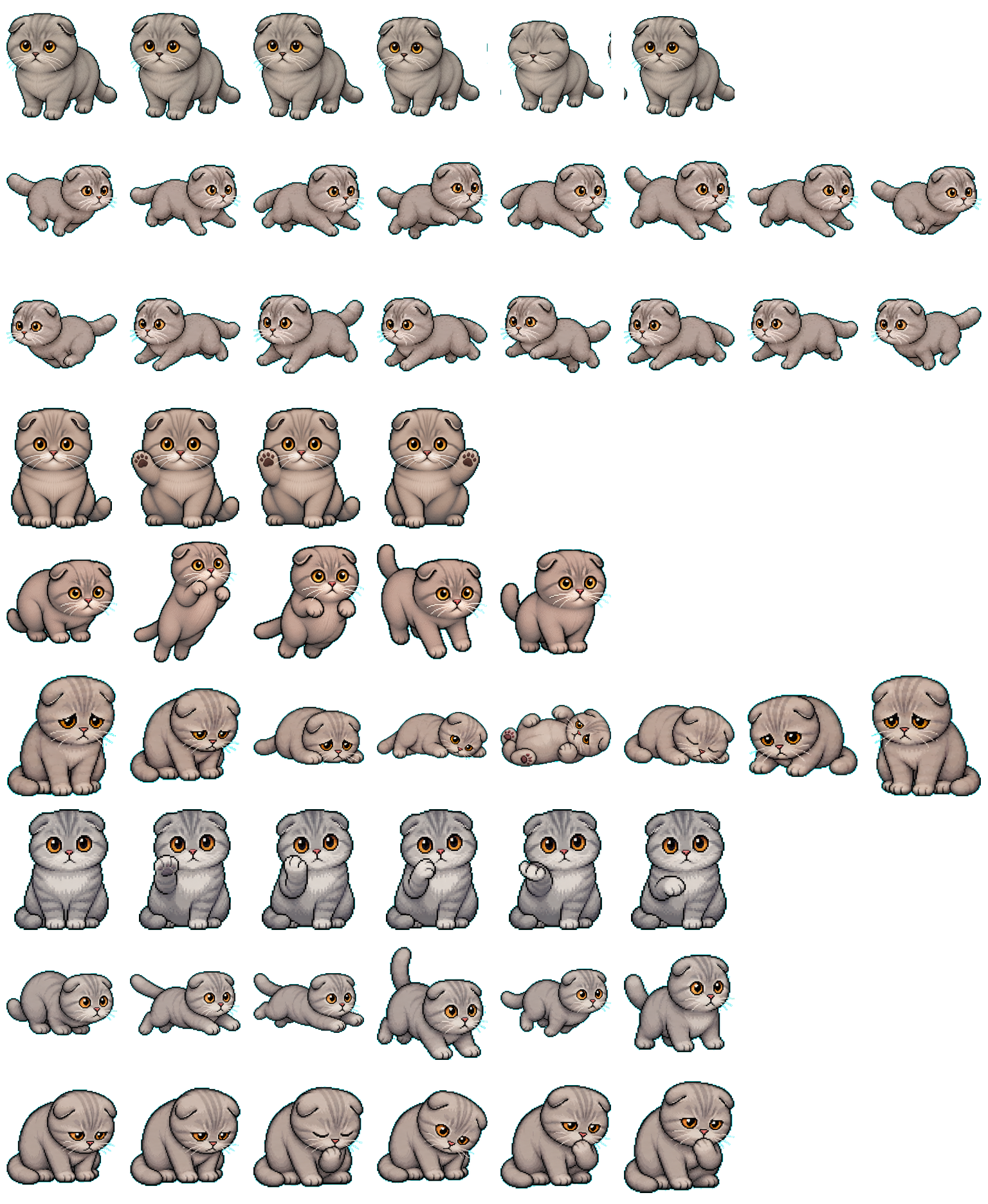 Scottish Fold Cat spritesheet preview