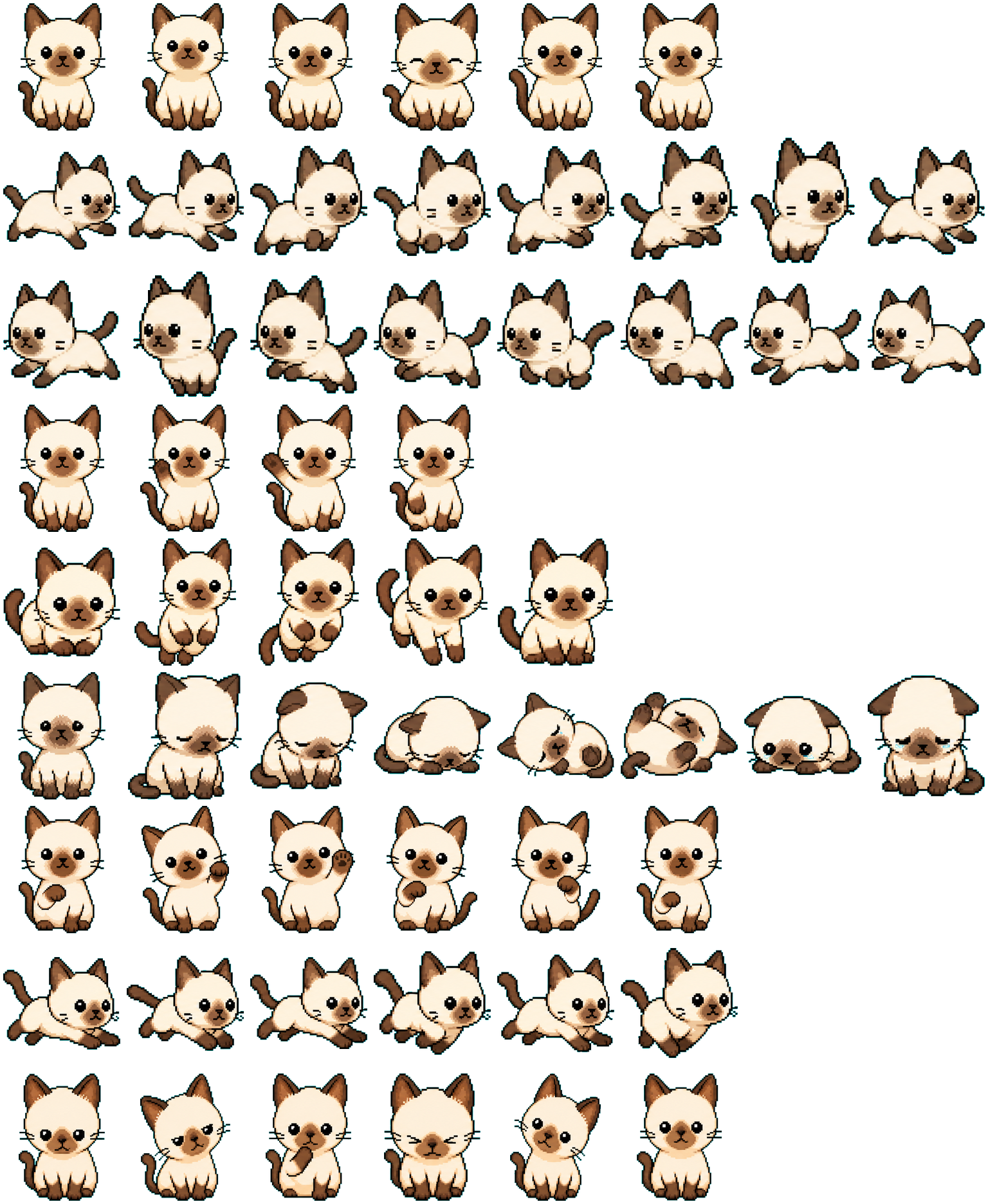 Siamese Pixel Cat spritesheet preview