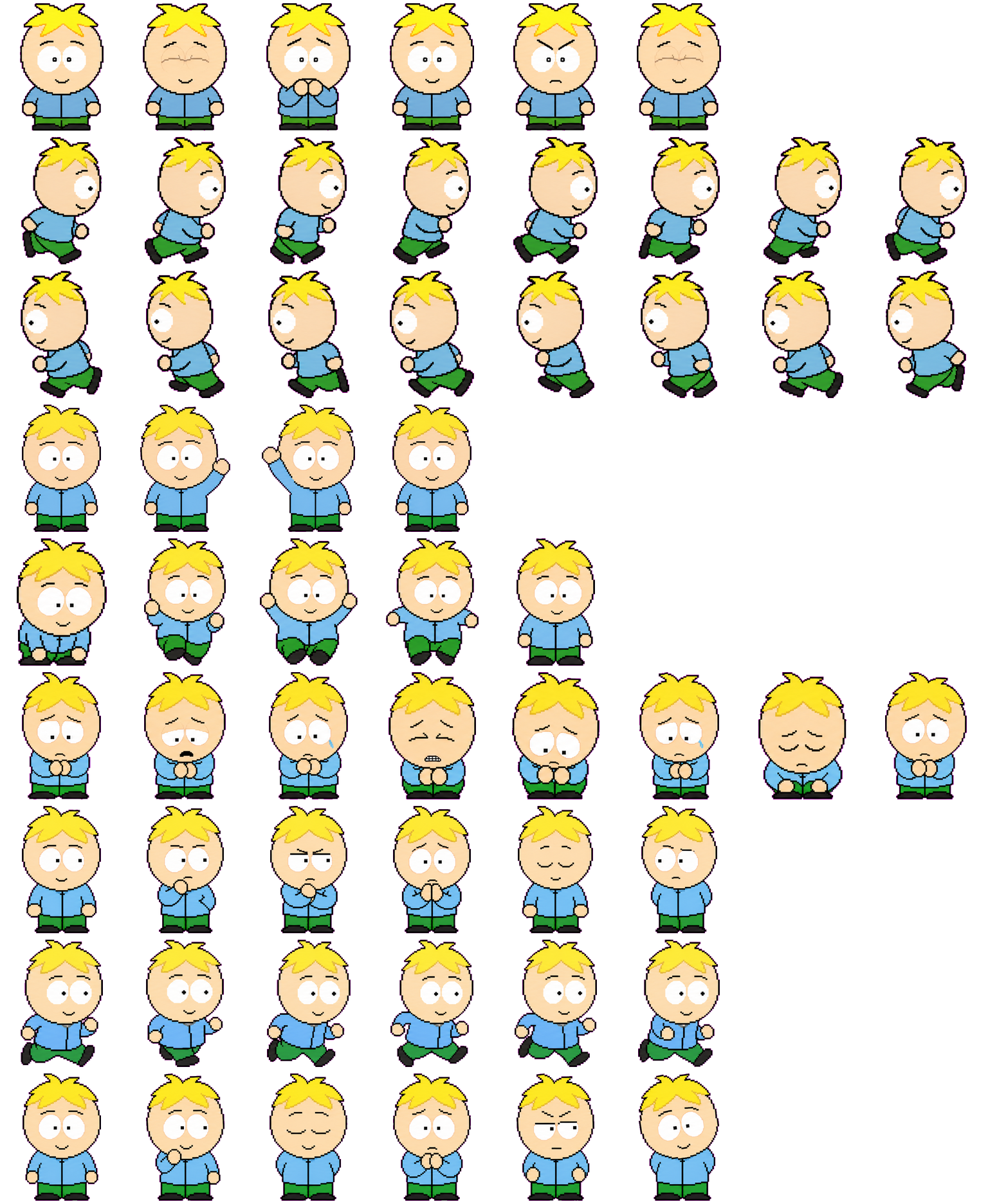 South Park Butters spritesheet preview