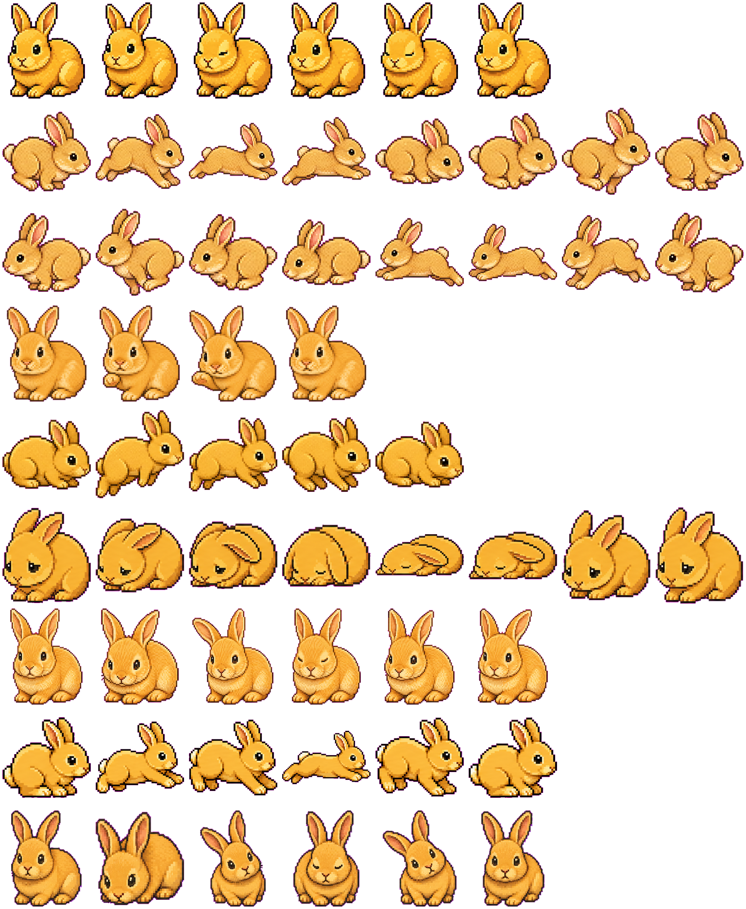 Yellow Rabbit spritesheet preview