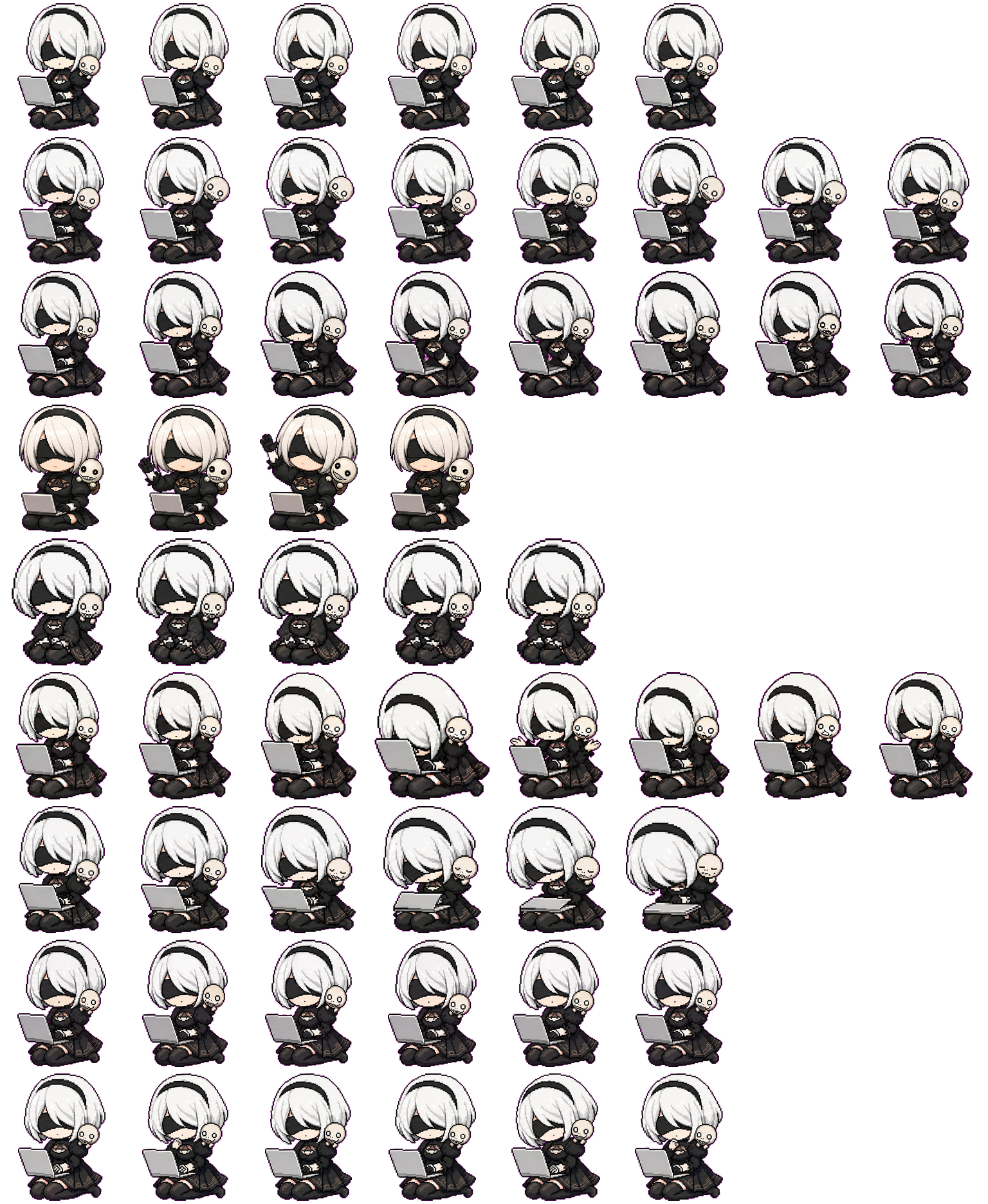 YoRHa Sit-2B spritesheet preview